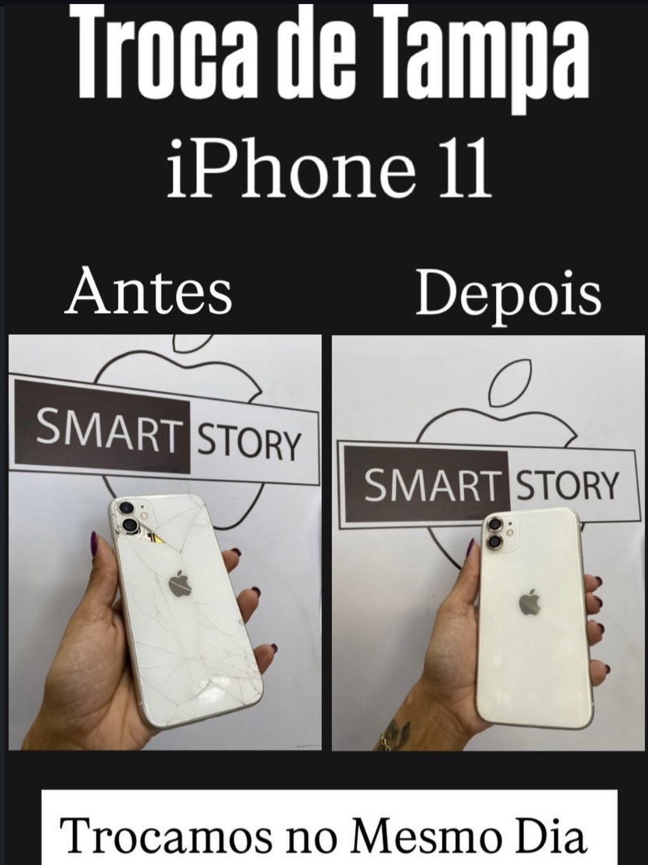 Antes e depois da troca de tampa